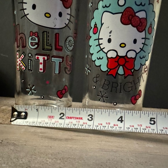 Hello Kitty Sanrio Tall Glasses Be Merry & Bright Pair Holiday - Picture 9 of 9